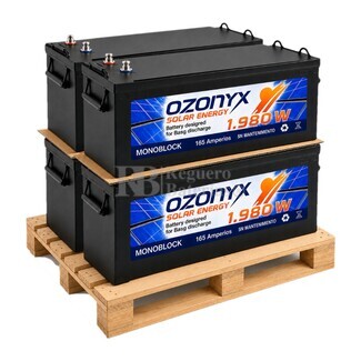 4 Bater�as Solares 165 Amperios 12 Voltios | Sin Mantenimiento Ozonyx OZX165.AS